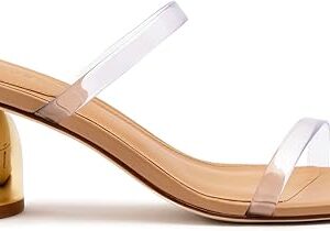 Dew Drop Mule In Tan Leather And Vinyl Dew Drop Mule In Tan Leather And Vinyl
