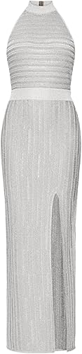 Herve Leger, Lurex Eyelash Mock Neck Gown