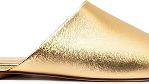 Venice Flat Mule And Pouch Kit In Gold Metallic Leather Venice Flat Mule And Pouch Kit In Gold Metallic Leather