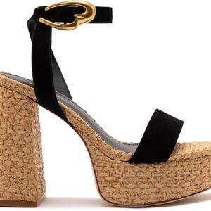 Dolly Verona Sandal In Black Suede And Natural Raffia Dolly Verona Sandal In Black Suede And Natural Raffia