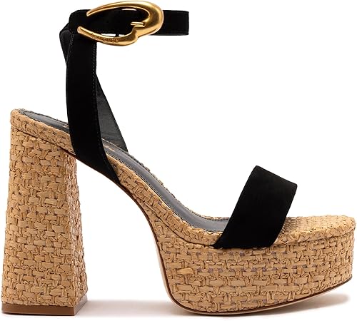 Dolly Verona Sandal In Black Suede And Natural Raffia