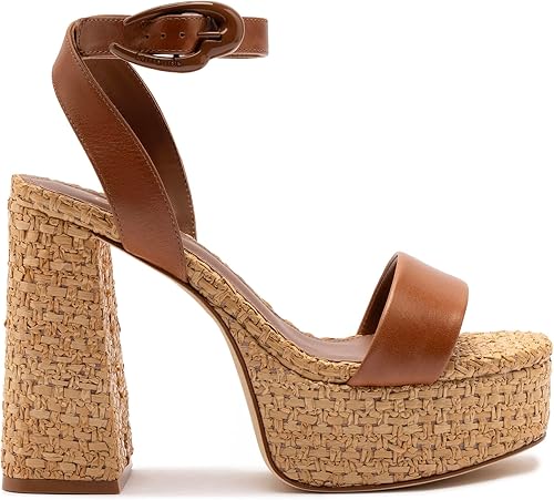 Dolly Verona Sandal In Caramel Leather And Natural Raffia