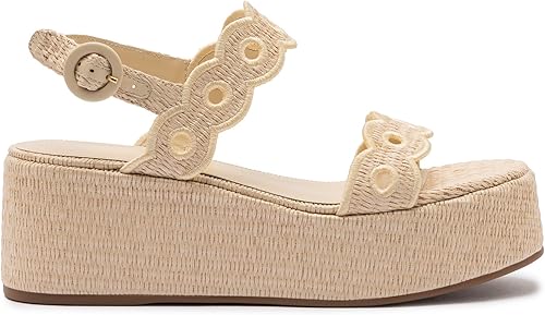 Florence Broderie Flatform In Natural Raffia
