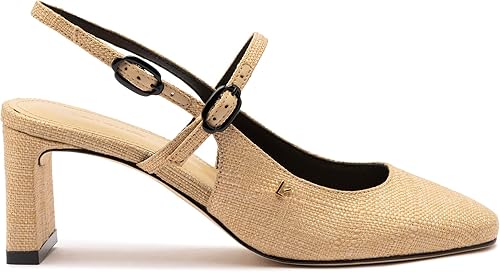 Georgina Pump In Beige Raffia And Black Trimming