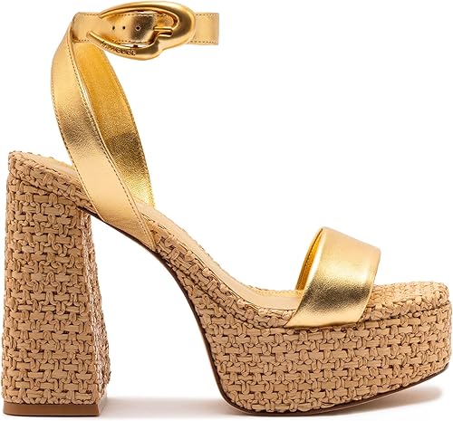 Dolly Verona Sandal In Gold Metallic Leather And Natural Raffia