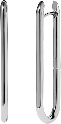 Knuckle Long Hoop Earrings, 14ct White Gold