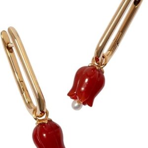 Tulips & Knuckle Earrings, Red Agate, 14ct and 18ct Yellow Gold Tulips & Knuckle Earrings, Red Agate, 14ct and 18ct Yellow Gold