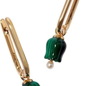 Tulips & Knuckle Earrings, Malachite, 14ct and 18ct Yellow Gold Tulips & Knuckle Earrings, Malachite, 14ct and 18ct Yellow Gold