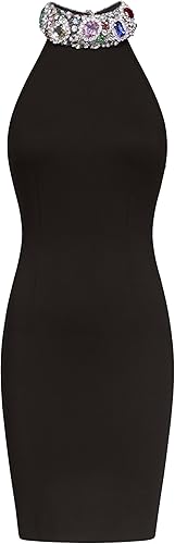 Crystal Gemstone Cluster Halter Mini Dress