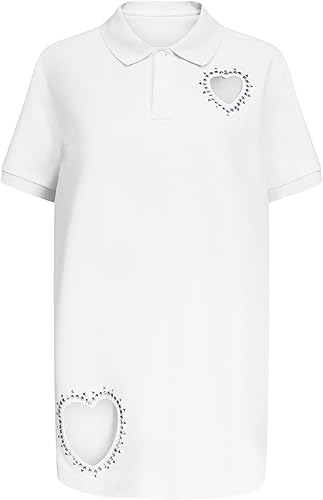 Crystal Heart Cutout Polo Dress