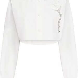 Crystal Rosette Poplin Cropped Shirt Crystal Rosette Poplin Cropped Shirt