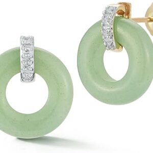 Donut and Diamond, Jade, 14Kt Yellow Gold Donut and Diamond, Jade, 14Kt Yellow Gold