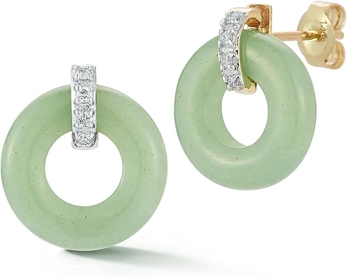 Donut and Diamond, Jade, 14Kt Yellow Gold