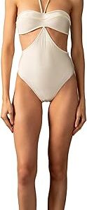 Solid Cut-Out Halterneck Swimsuit Solid Cut-Out Halterneck Swimsuit