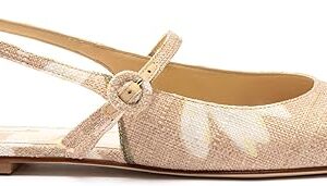 Georgina Ballet Flat In Beige Printed Raffia Georgina Ballet Flat In Beige Printed Raffia