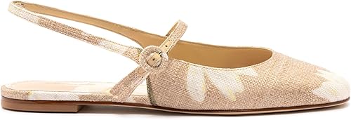 Georgina Ballet Flat In Beige Printed Raffia