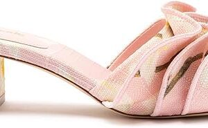 Brigitte Ruffle Mule In Tulip Printed Raffia Brigitte Ruffle Mule In Tulip Printed Raffia