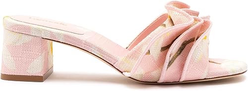 Brigitte Ruffle Mule In Tulip Printed Raffia