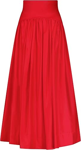 Cotton Poplin Drop Waist Seam Skirt