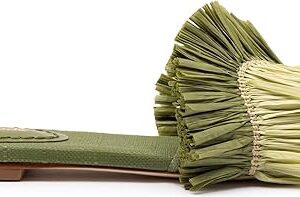 Ivy Fringe Flat In Seaweed Raffia Ivy Fringe Flat In Seaweed Raffia
