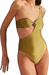 Solid One-Shoulder Swimsuit Solid One-Shoulder Swimsuit