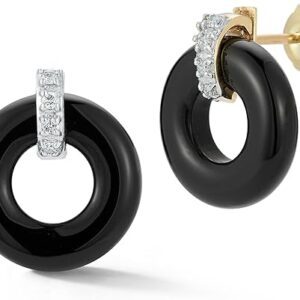 Donut and Diamond, Black Onyx, 14Kt Yellow Gold Donut and Diamond, Black Onyx, 14Kt Yellow Gold