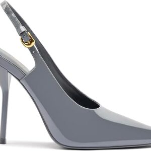 Larroude X Altuzarra Pump In Titanium Patent Leather Larroude X Altuzarra Pump In Titanium Patent Leather