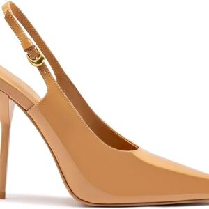 Larroude X Altuzarra Pump In Tan Patent Leather Larroude X Altuzarra Pump In Tan Patent Leather