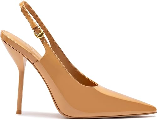 Larroude X Altuzarra Pump In Tan Patent Leather