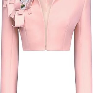 Crystal Embellished Bow Cropped Jacket Crystal Embellished Bow Cropped Jacket