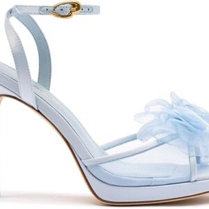 Salma Platform Sandal In Cerulean Blue Satin Salma Platform Sandal In Cerulean Blue Satin
