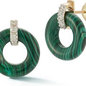 Donut and Diamond, Malachite, 14Kt Yellow Gold Donut and Diamond, Malachite, 14Kt Yellow Gold
