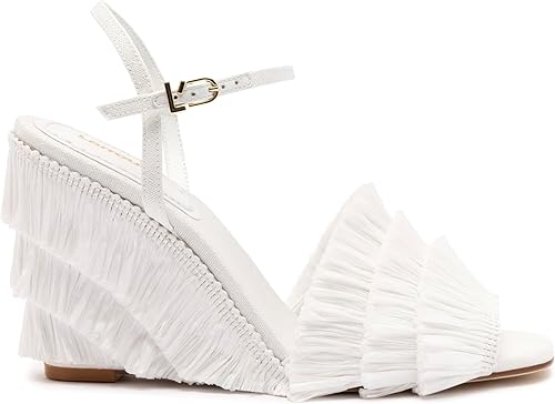 Yves Fringe Wedge In White Raffia
