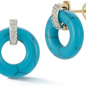 Donut and Diamond, Turquoise, 14Kt Yellow Gold Donut and Diamond, Turquoise, 14Kt Yellow Gold