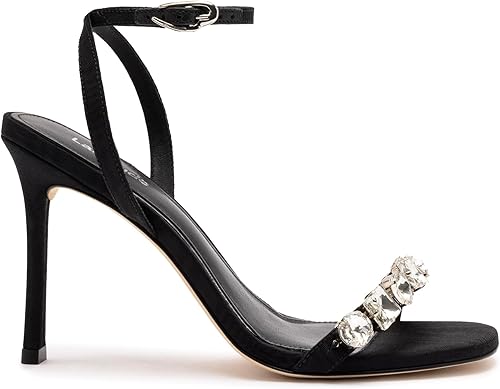 Calypso Sandal In Black Fabric And Crystals