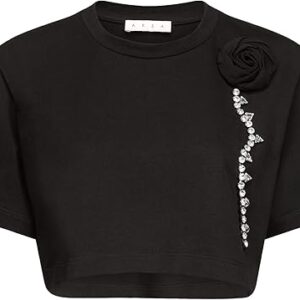Crystal Rosette Cropped T-Shirt Crystal Rosette Cropped T-Shirt