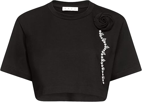 Crystal Rosette Cropped T-Shirt