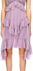 Lavender Silk Chiffon Dress With Tiered Ruffles, Lavender Lavender Silk Chiffon Dress With Tiered Ruffles, Lavender