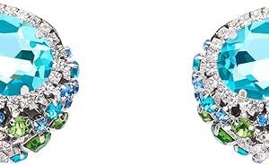 Crystal Gemstone Cluster Earrings, O/S, Light Blue Crystal Gemstone Cluster Earrings, O/S, Light Blue