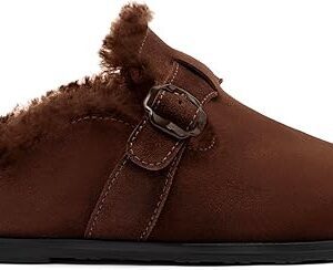 Milan Fur Clog In Brown Suede Milan Fur Clog In Brown Suede