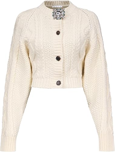 Crystal Brooch Cropped Cardigan