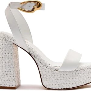 Dolly Verona Sandal In White Leather And Raffia Dolly Verona Sandal In White Leather And Raffia