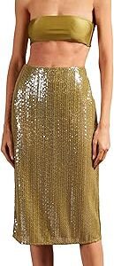 Solid Sequins Midi Skirt Solid Sequins Midi Skirt