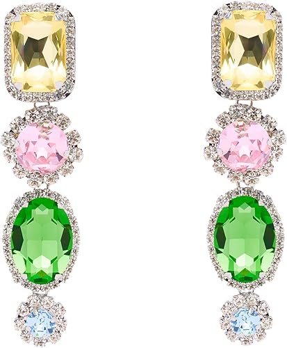 Crystal Gemstone Drop Earrings, O/S, Pastel Multi