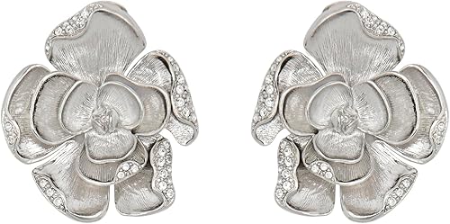 Large Pavé Rose Clip-On Earrings