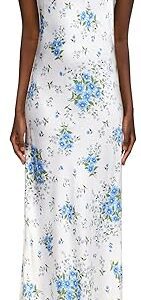 White And Blue Daisy Bias Silk Slip With Silk Rosette, White White And Blue Daisy Bias Silk Slip With Silk Rosette, White