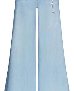 Crystal Rosette Wide Leg Jean Crystal Rosette Wide Leg Jean