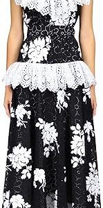 Black Cotton Eyelet Dress With Floral Sequins, Eyelet Ruffle Detail And Belt, Black Black Cotton Eyelet Dress With Floral Sequins, Eyelet Ruffle Detail And Belt, Black