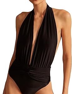 Solid Halterneck Swimsuit Solid Halterneck Swimsuit