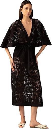 Le Sirenuse Lace V-Neck Lace Long Dress